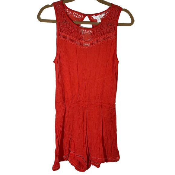 decree sleeveless romper pink lace button on back elastic rayon medium READ - Picture 1 of 15